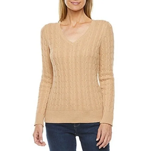 ⭐️ST. John's Bay Womens V Neck‎ Long Sleeve Pullover Sweater color  size XLP - Picture 4 of 10